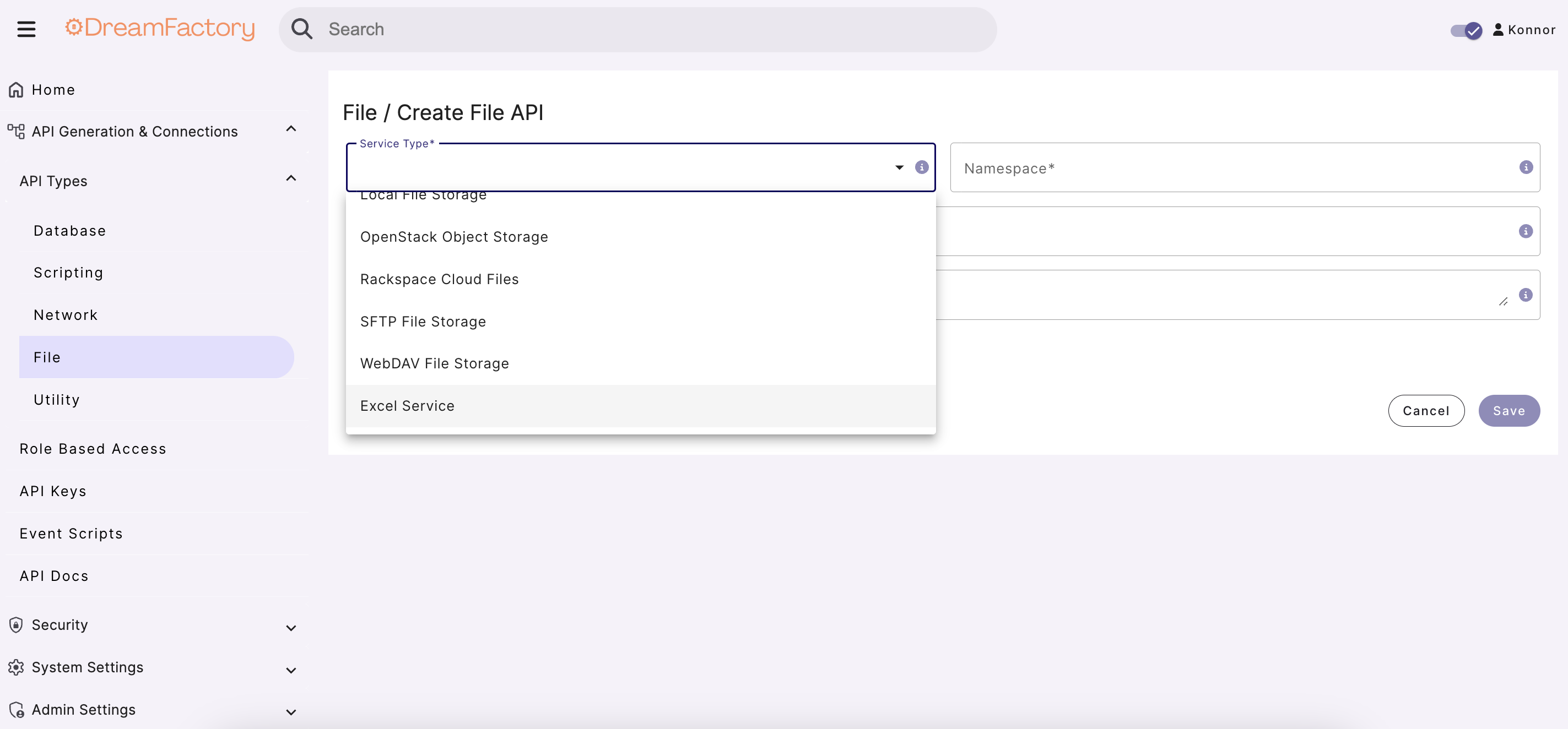 excel api selection