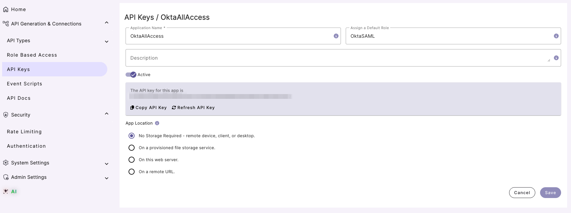 okta SAML API Key Creation