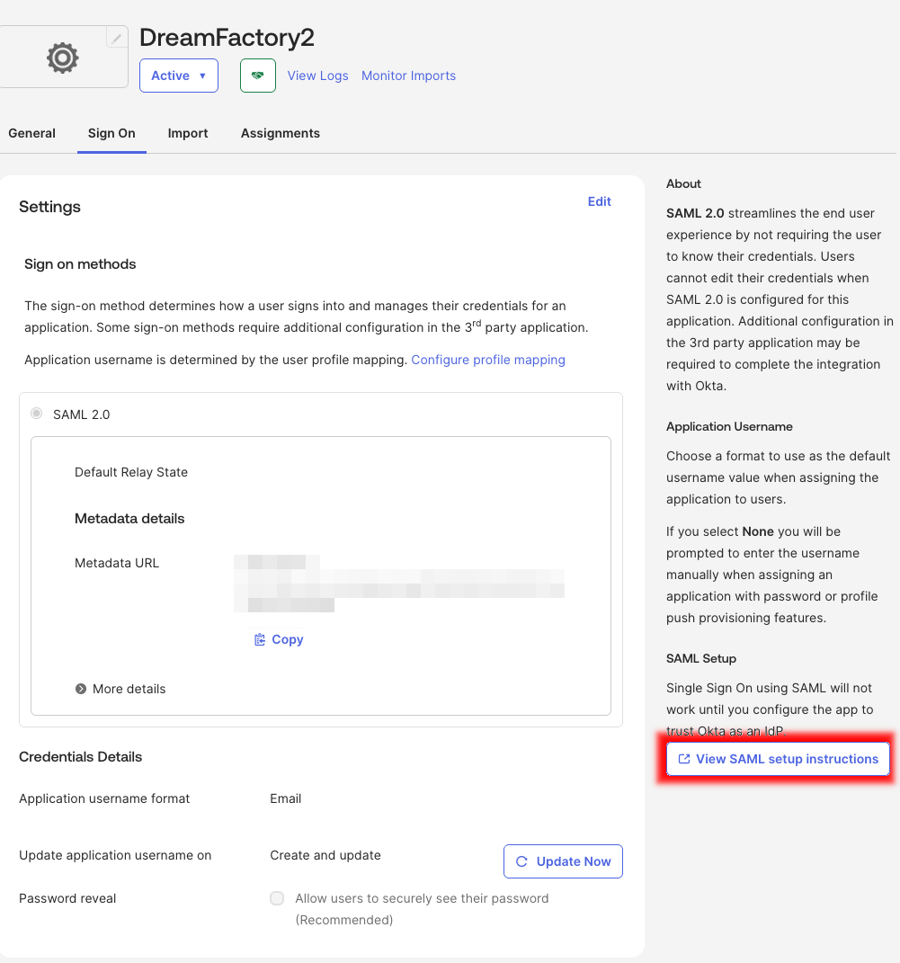 okta SAML setup instructions link